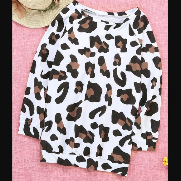 RESTOCKED! White Leopard Print Long Sleeve Top - Picture 7 of 11